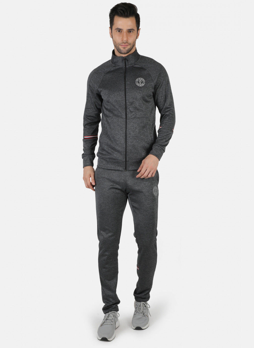 Rock.it Grey Regular Fit Full Sleeve Collar Neck Tracksuit