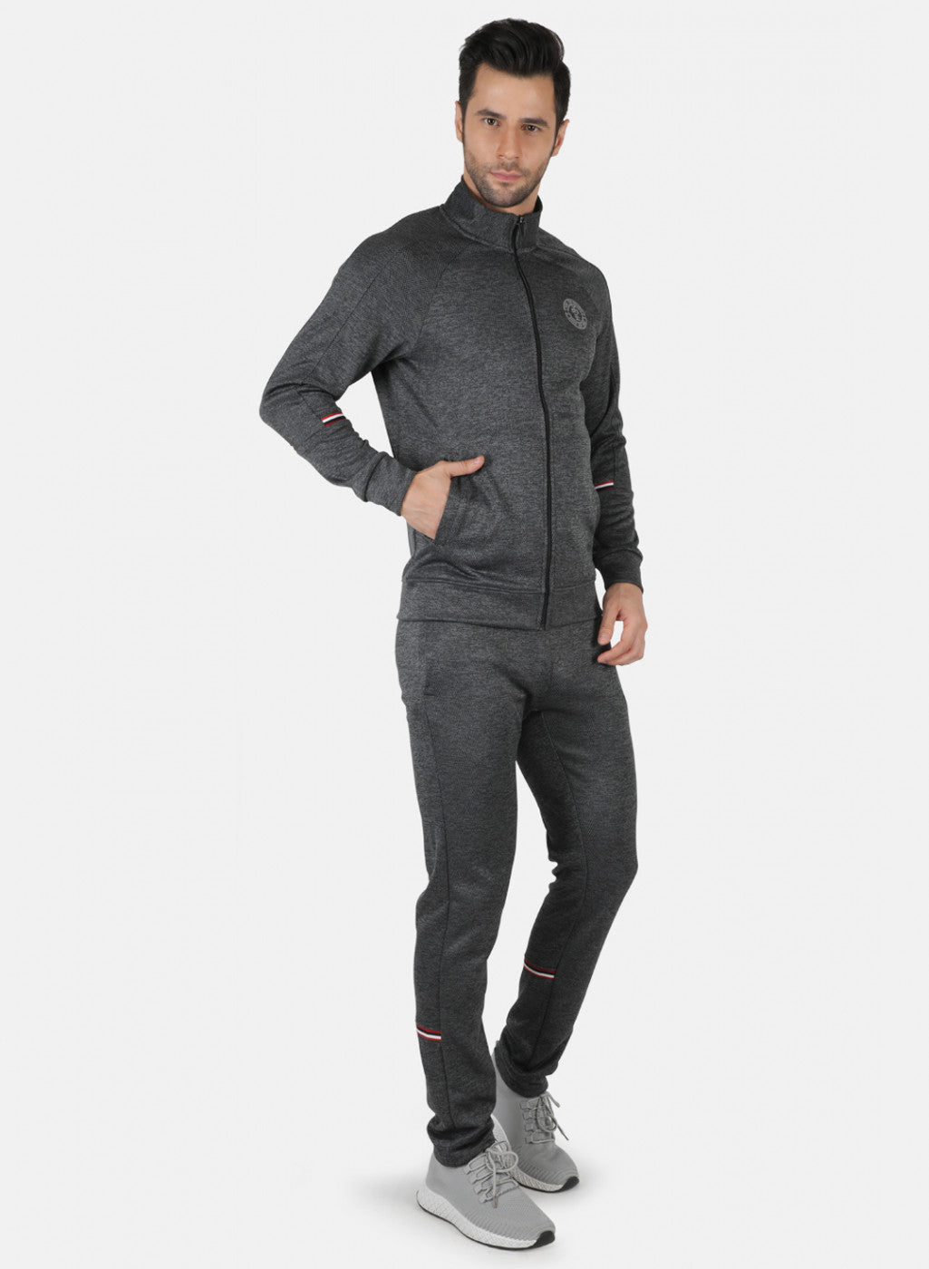 Rock.it Grey Regular Fit Full Sleeve Collar Neck Tracksuit