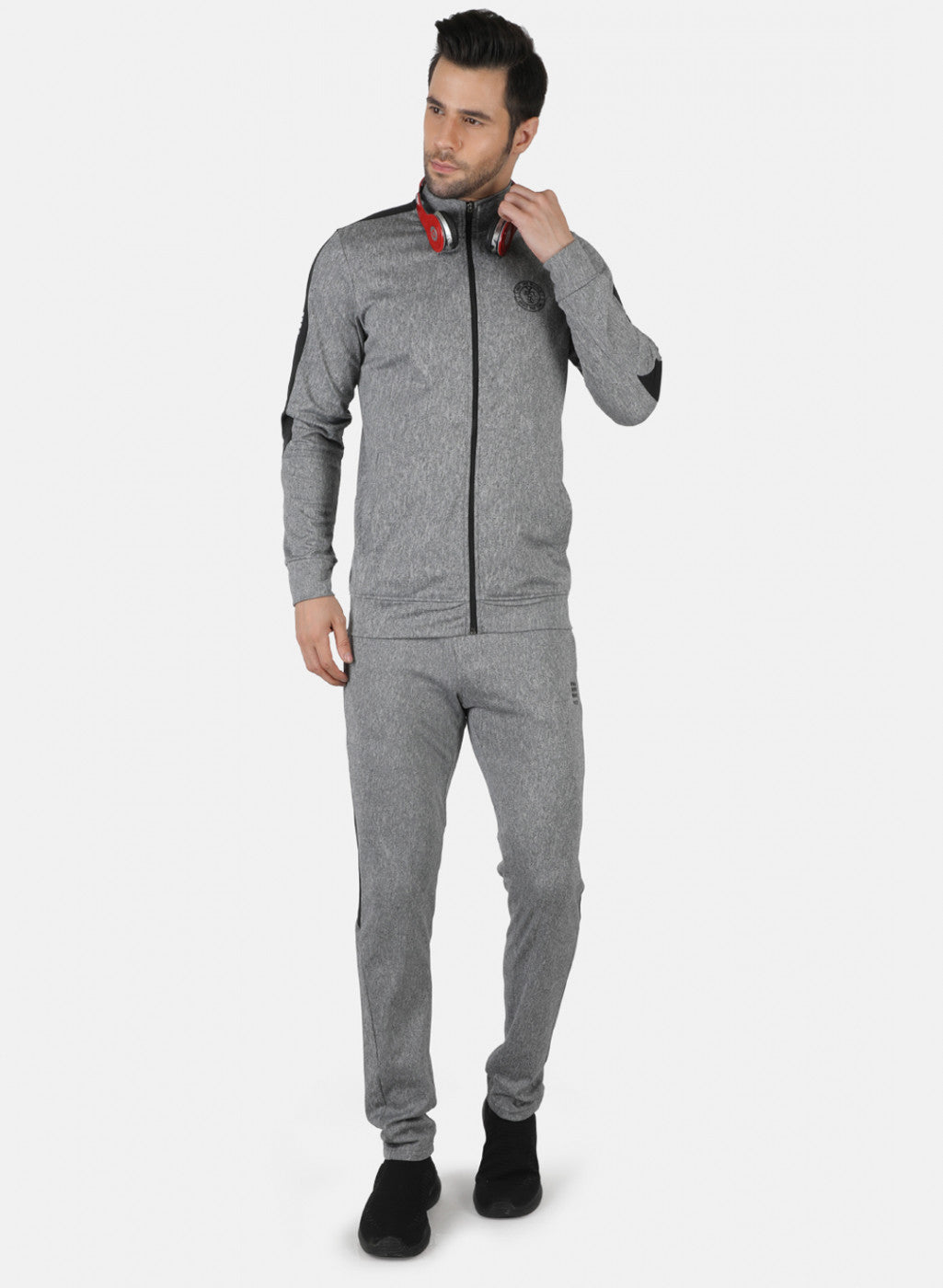 Rock.it Grey Regular Fit Full Sleeve Collar Neck Tracksuit
