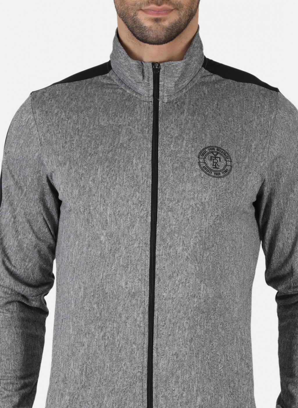 Rock.it Grey Regular Fit Full Sleeve Collar Neck Tracksuit