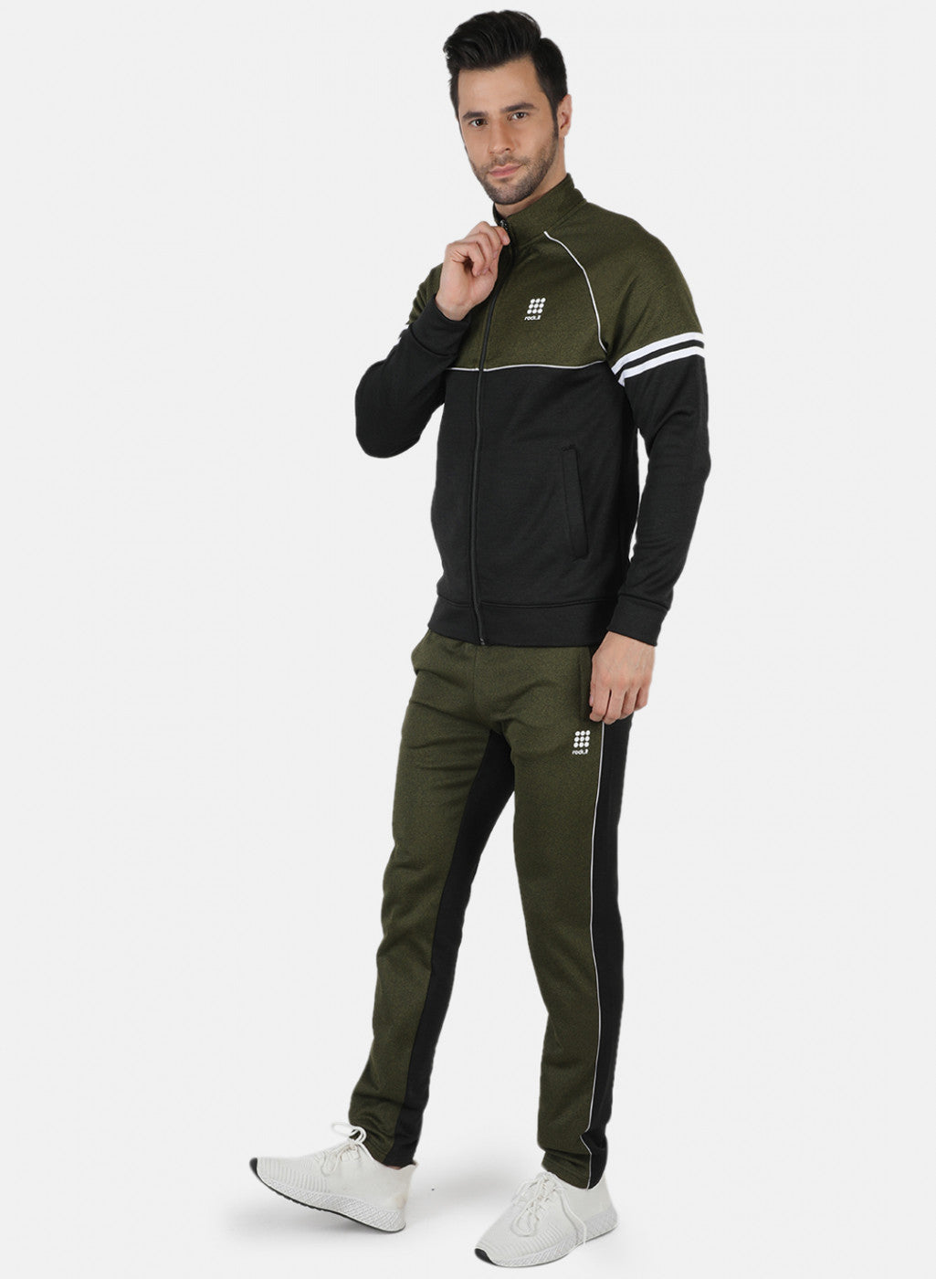 Rock.it Olive Regular Fit Full Sleeve Collar Neck Tracksuit