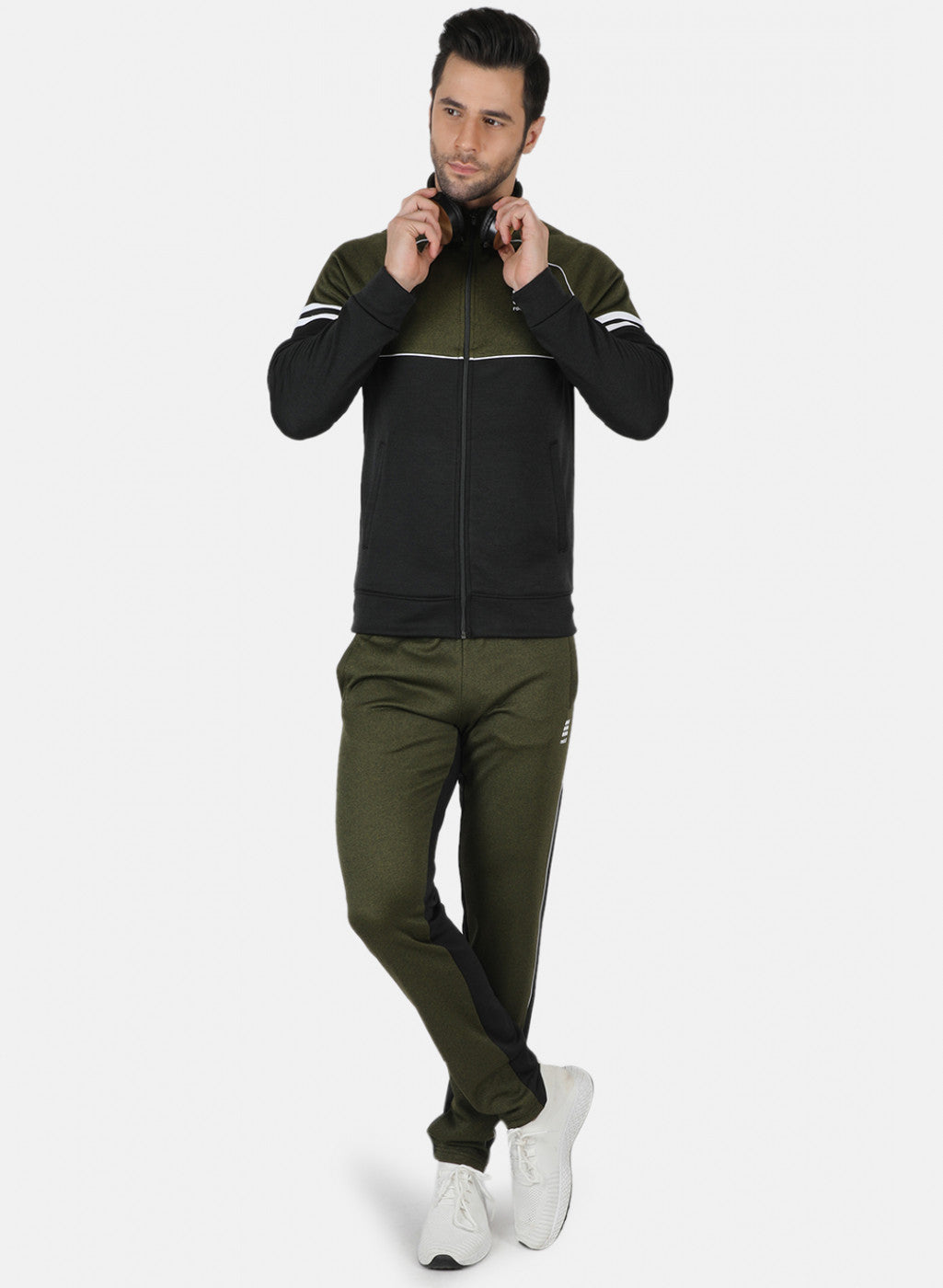 Rock.it Olive Regular Fit Full Sleeve Collar Neck Tracksuit