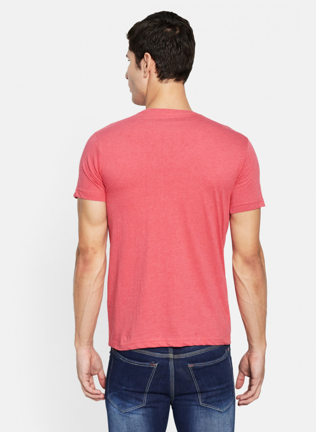 Men Pink Plain T-Shirt