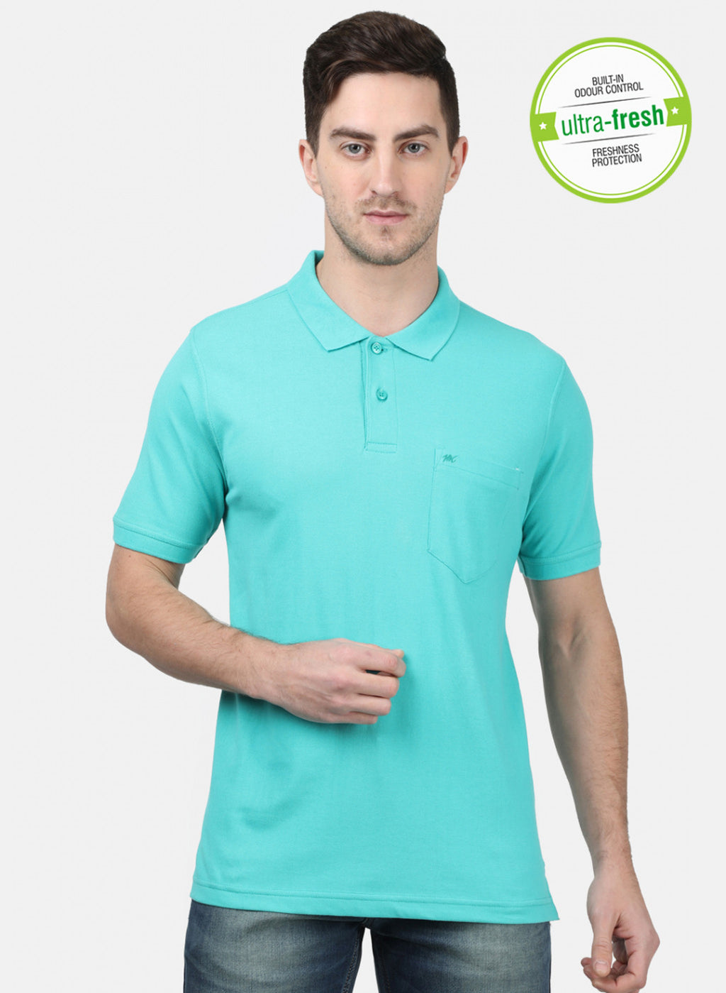 Mens Sea Green Plain T-Shirts