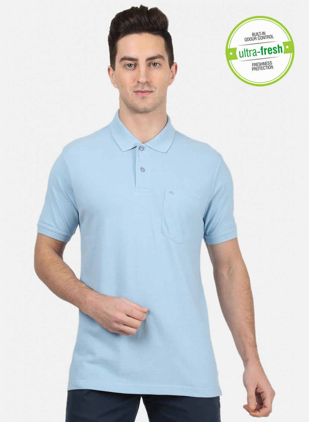 Mens Blue Plain T-Shirt