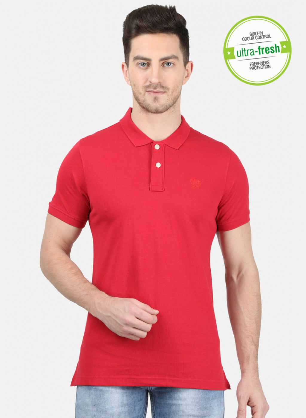 Mens Red Plain T-Shirt