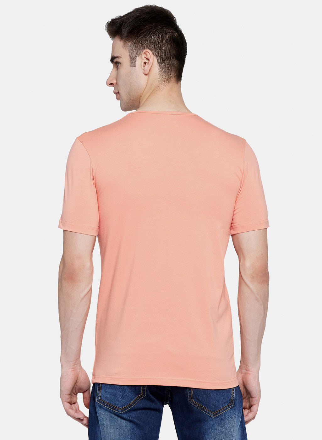 Mens Peach Plain T-Shirt