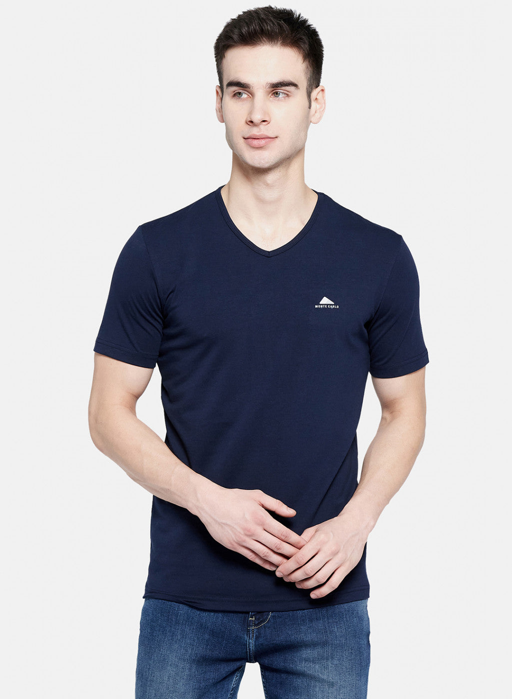 Buy Mens Navy Blue Plain T-Shirt Online in India - Monte Carlo