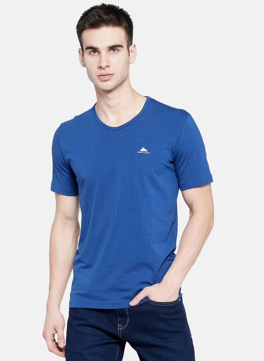 Mens Blue Plain T-Shirt