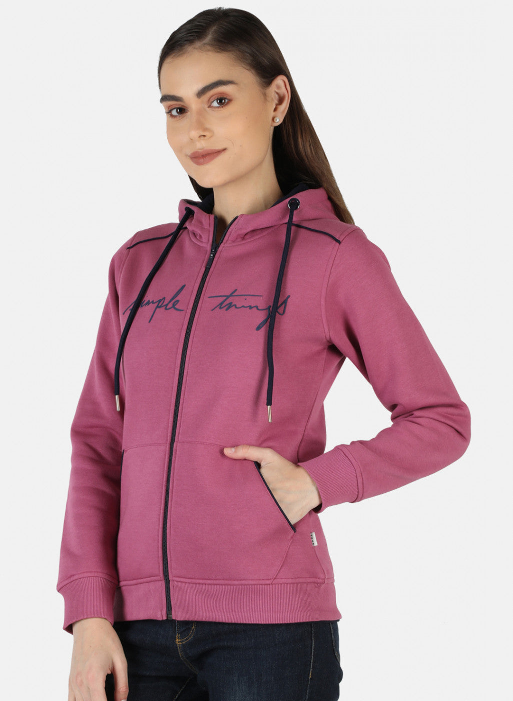 Women Pink Printed Sweatshirt