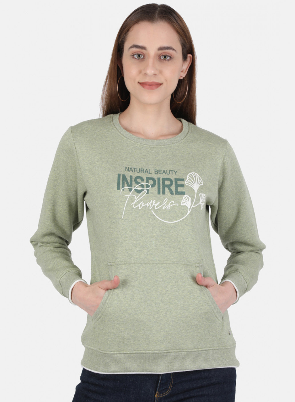 Women Green Printed Sweatshirt