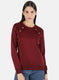 Women Maroon Solid Sweatshirt