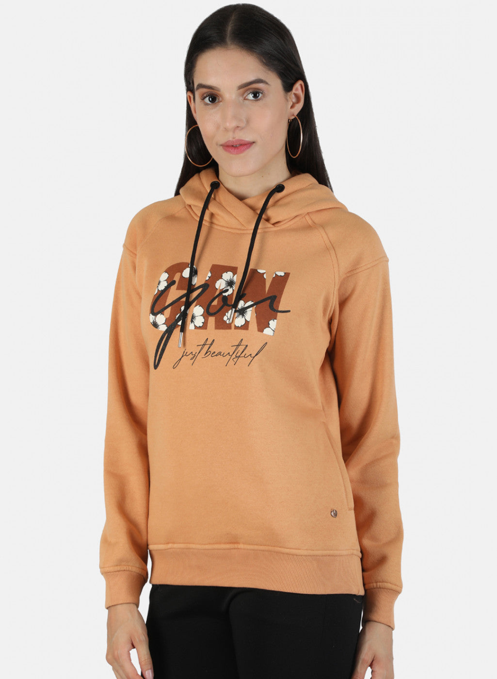 Women Brown Printed Sweatshirt