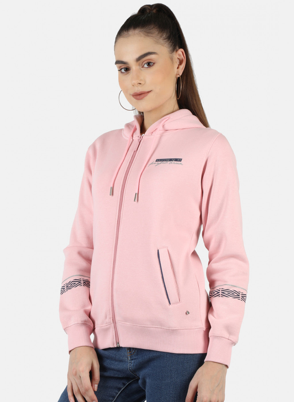 Women Pink Solid Sweatshirt
