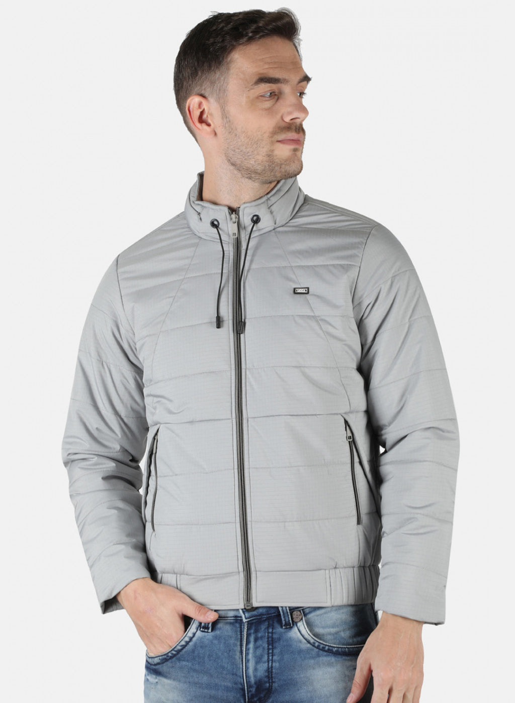 Men Grey Solid Jacket