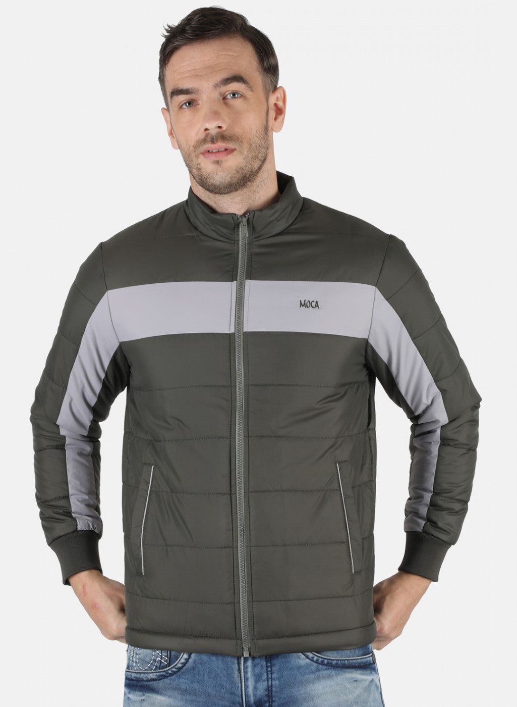 Men Olive Solid Jacket