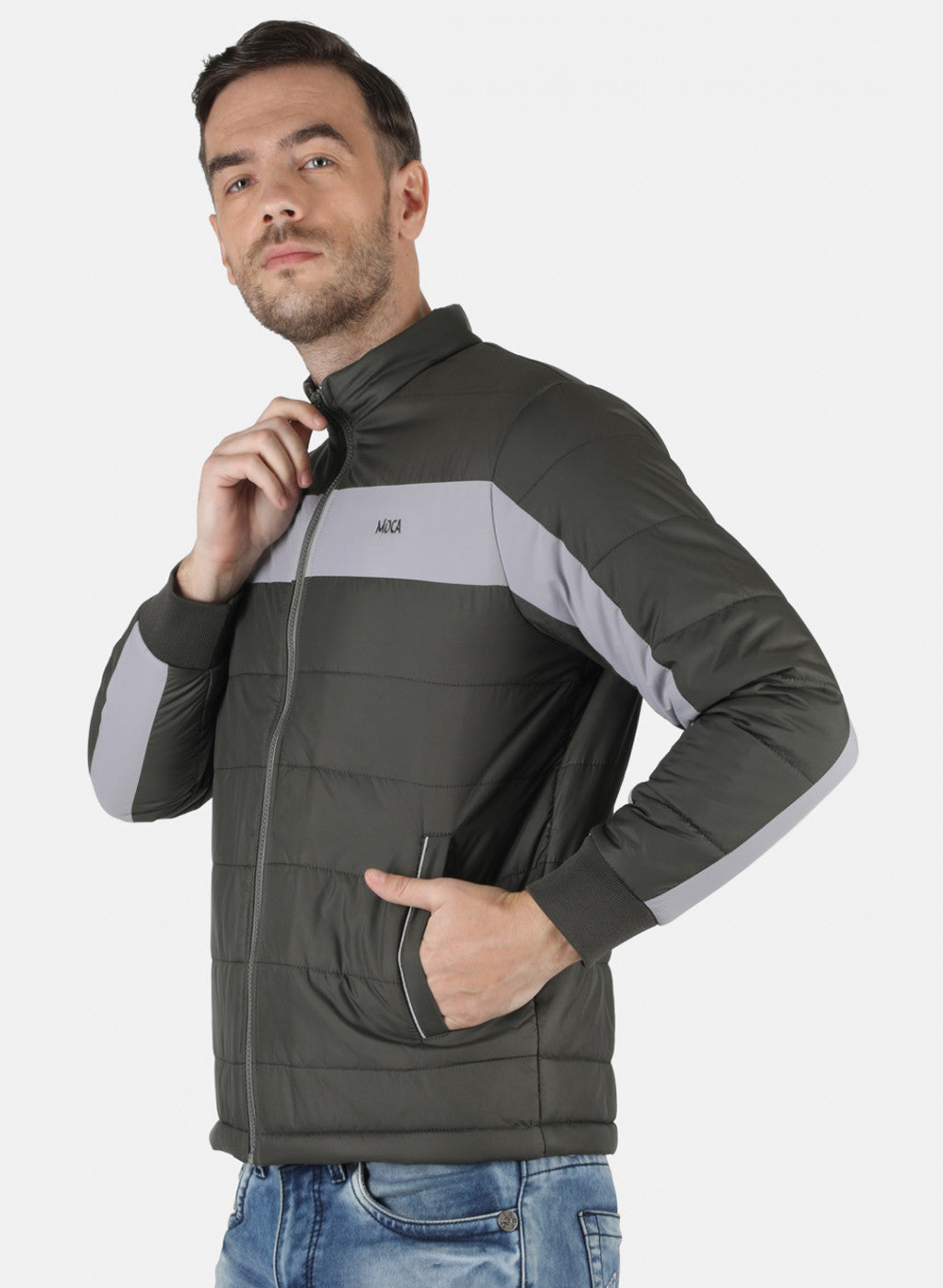 Men Olive Solid Jacket