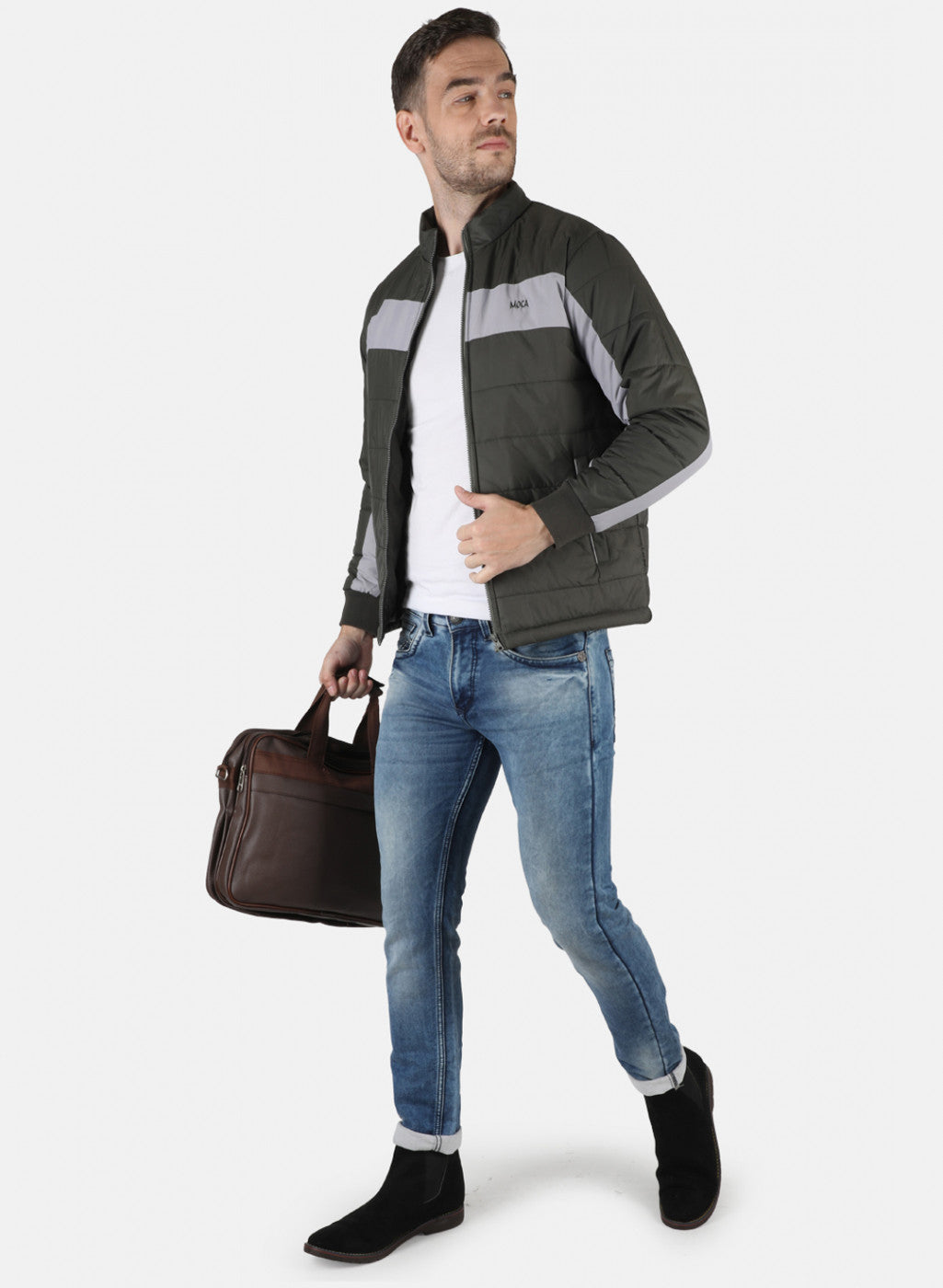 Men Olive Solid Jacket