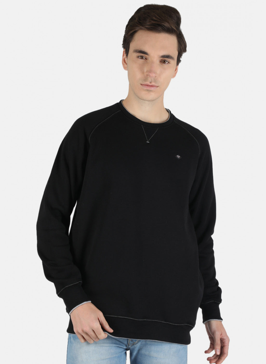 Men Black Solid Sweatshirt