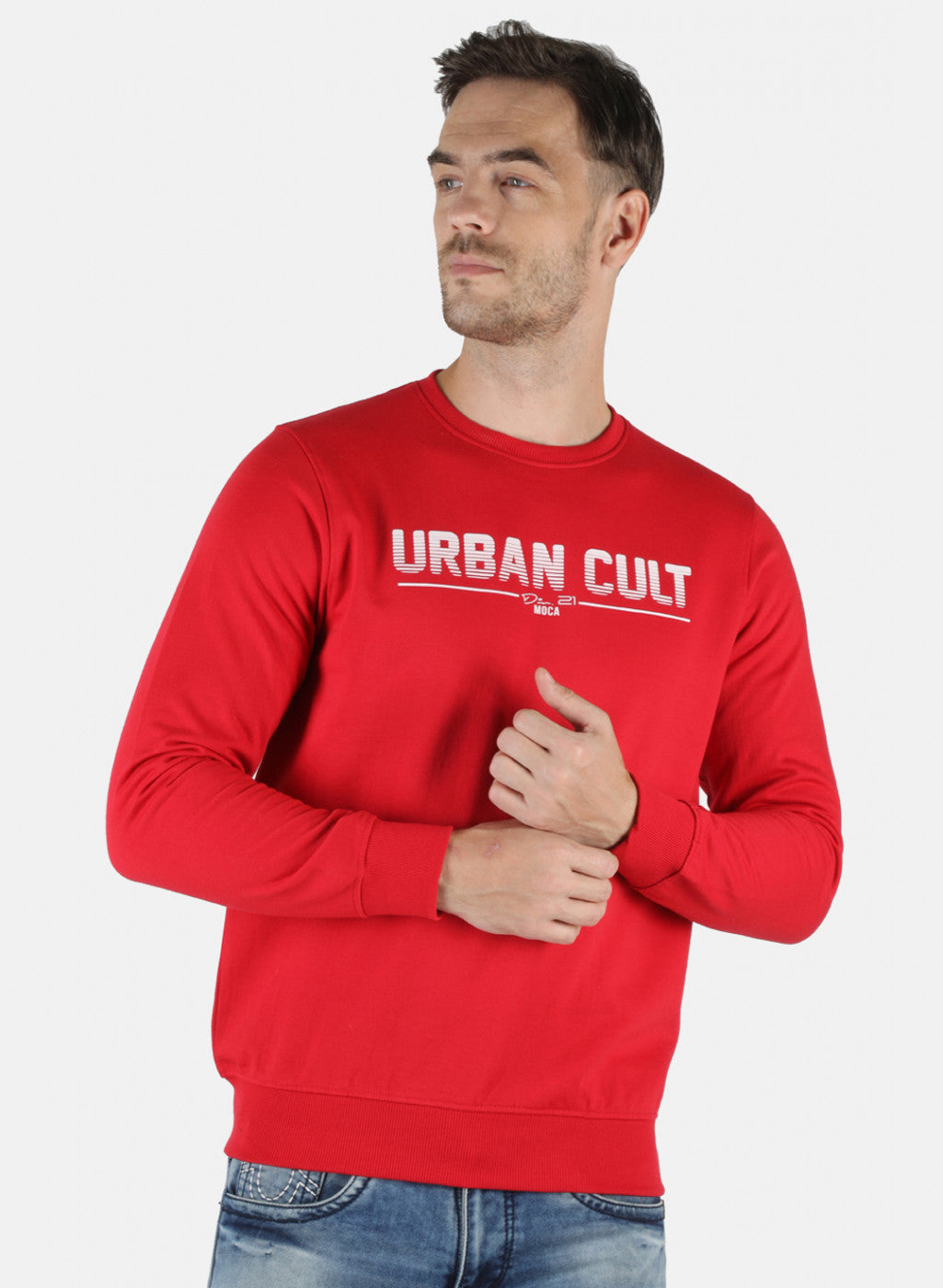 Men Red Printed Sweatshirt