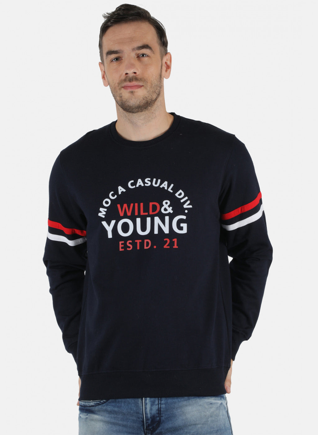 Men NAvy Blue Printed Sweatshirt