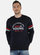Men NAvy Blue Printed Sweatshirt