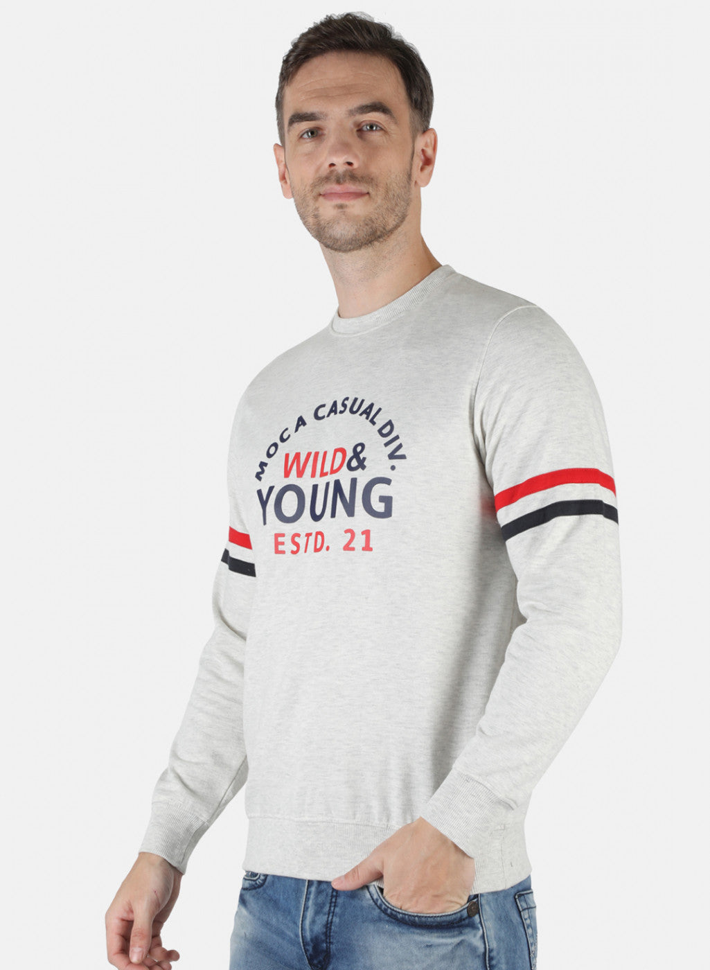 Men Grey Printed Sweatshirt