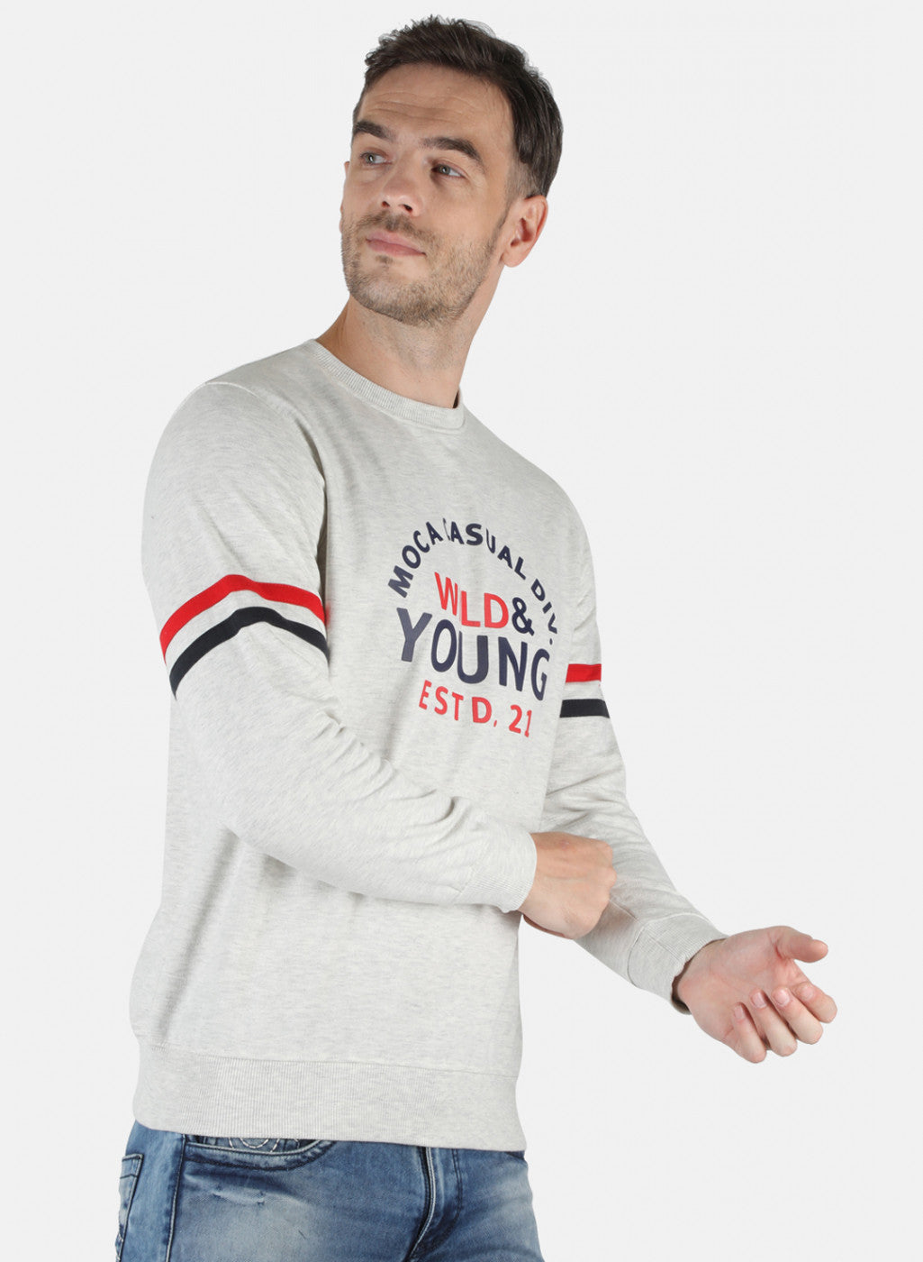 Men Grey Printed Sweatshirt