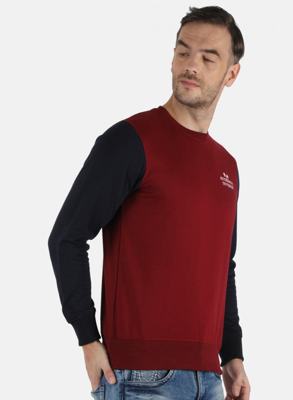 Men Maroon Printed Sweatshirt