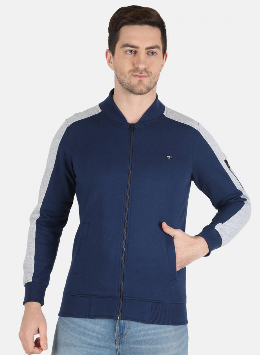 Men NAvy Blue Solid Sweatshirt