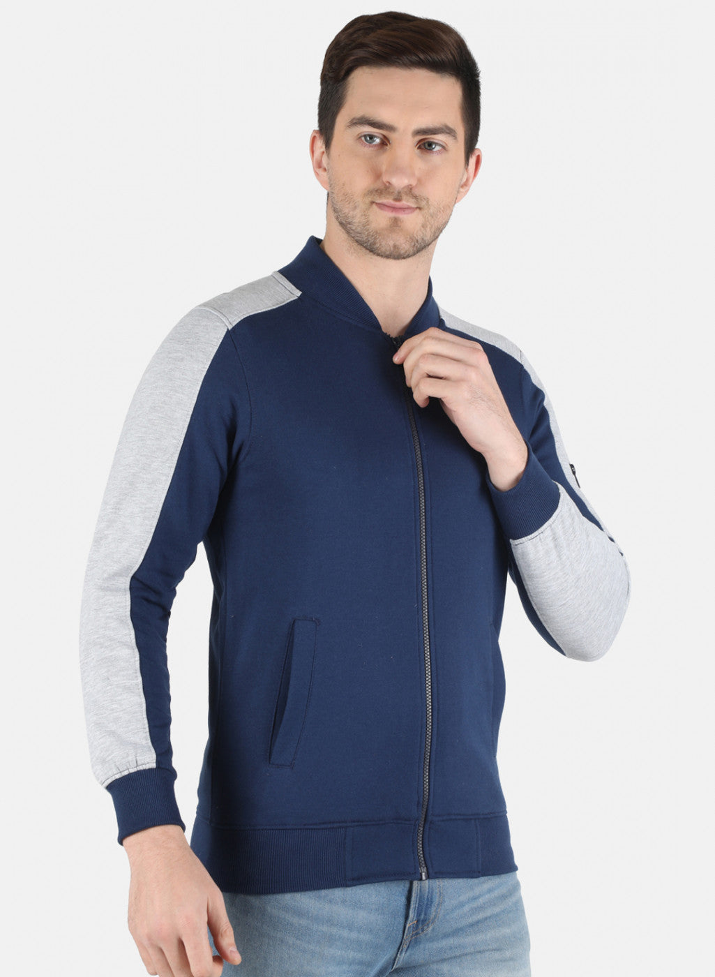 Men NAvy Blue Solid Sweatshirt