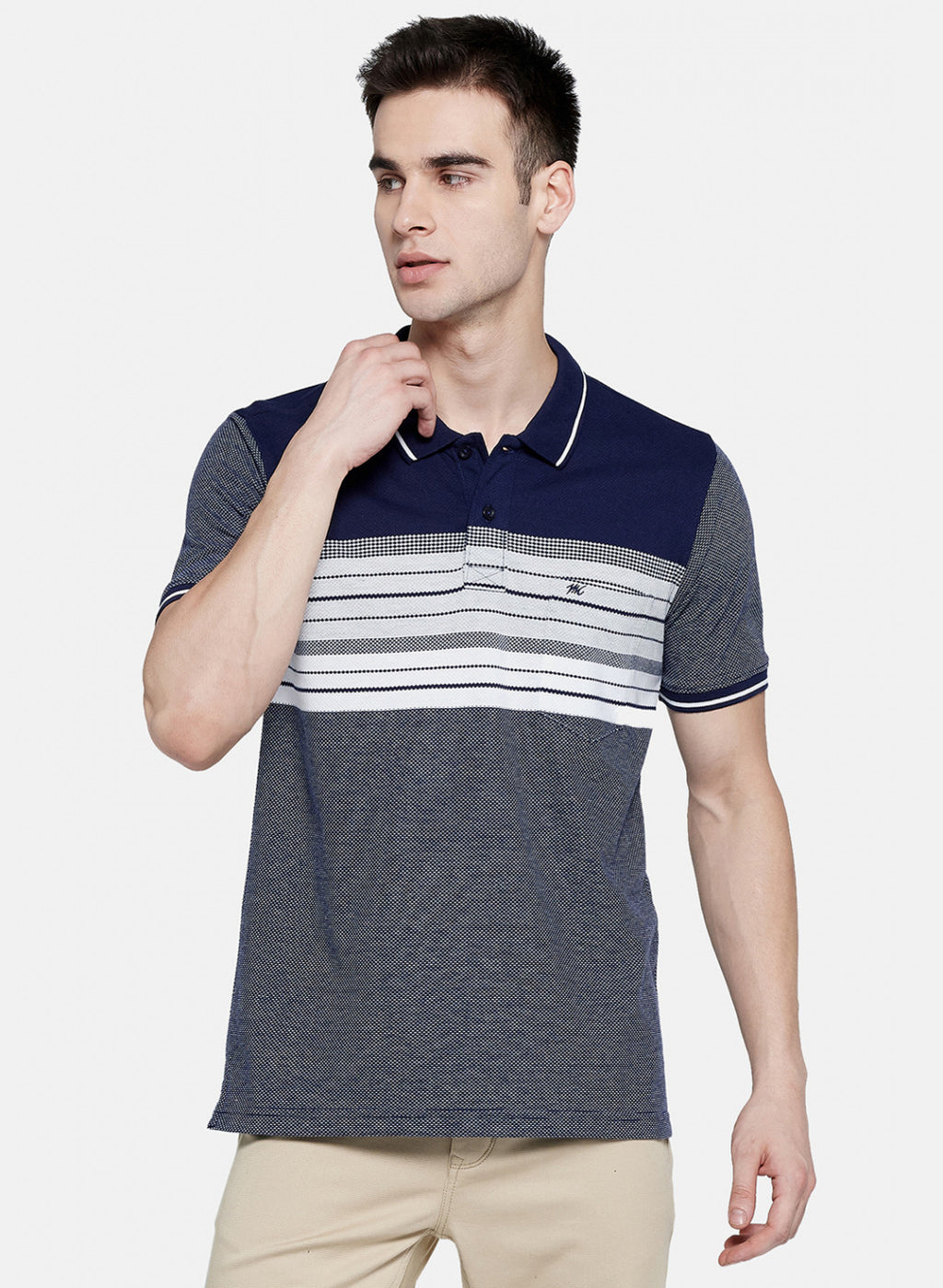 Mens NAvy Blue Jaquard T-Shirt