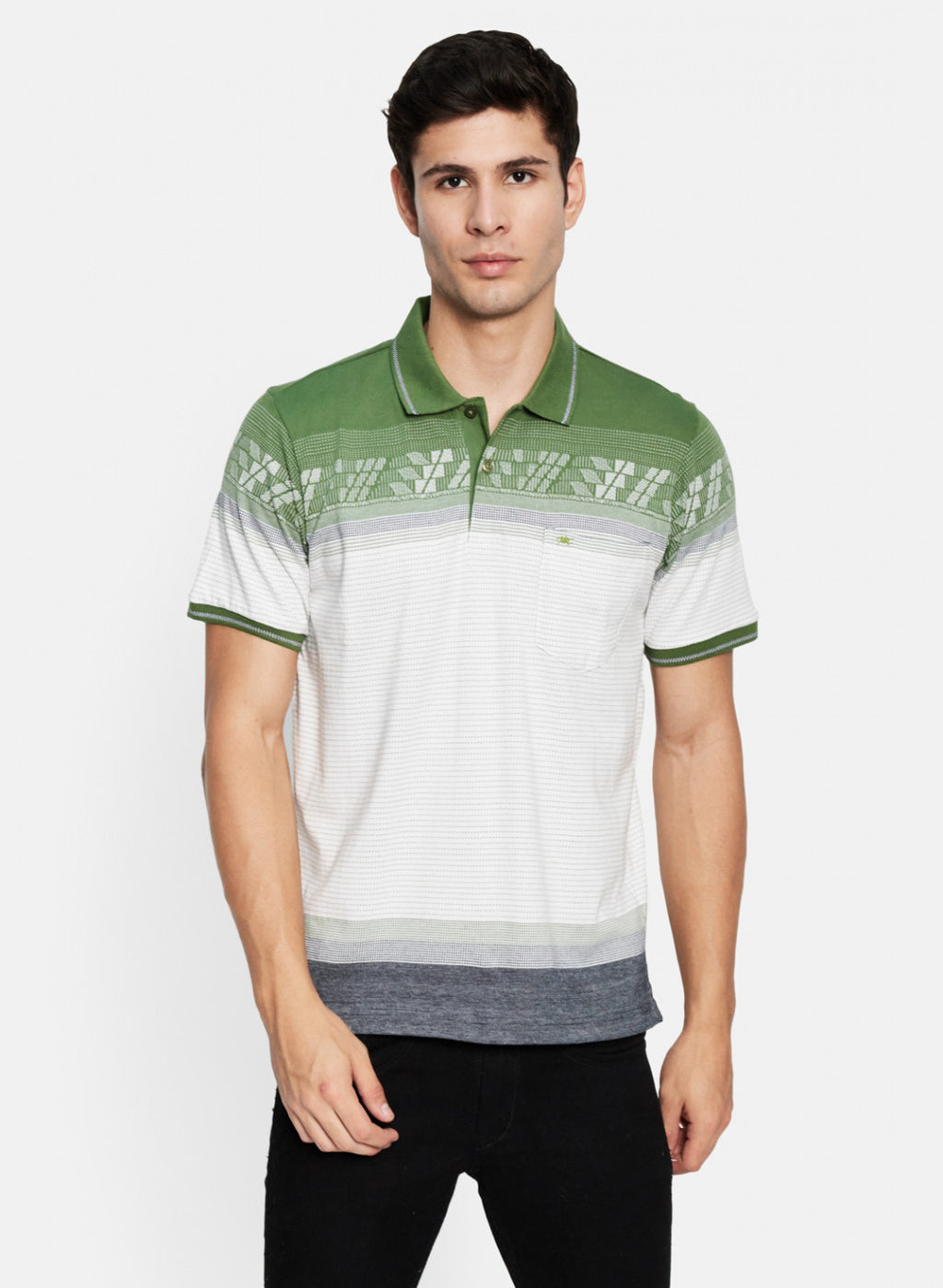 Men Green Stripe T-Shirt