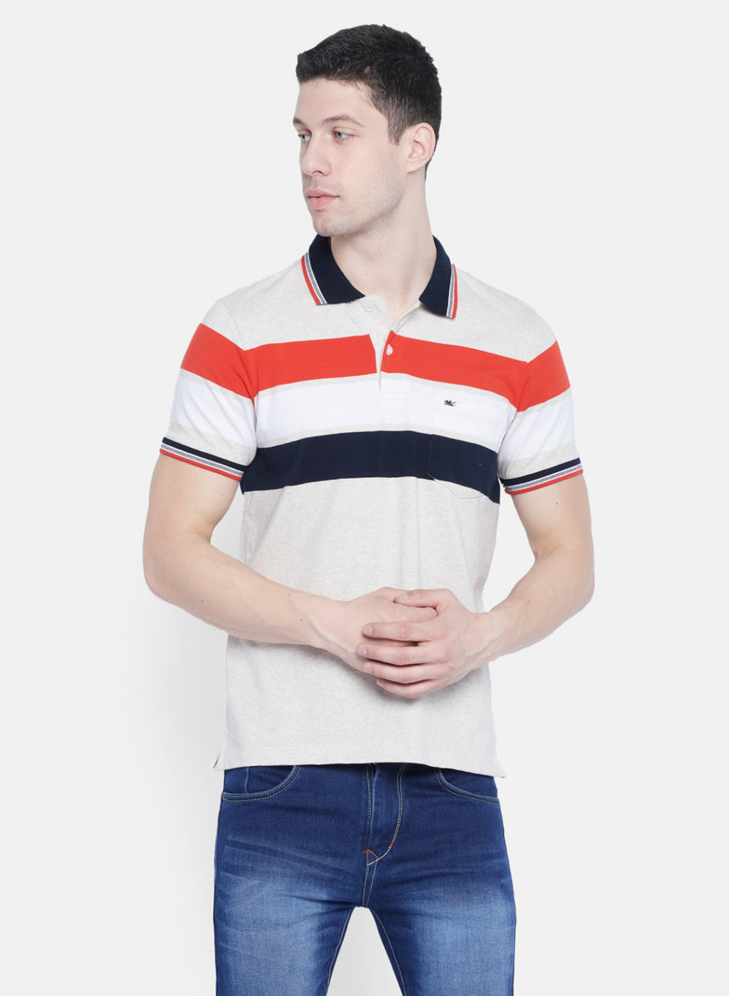 Mens Orange Stripe T-Shirt