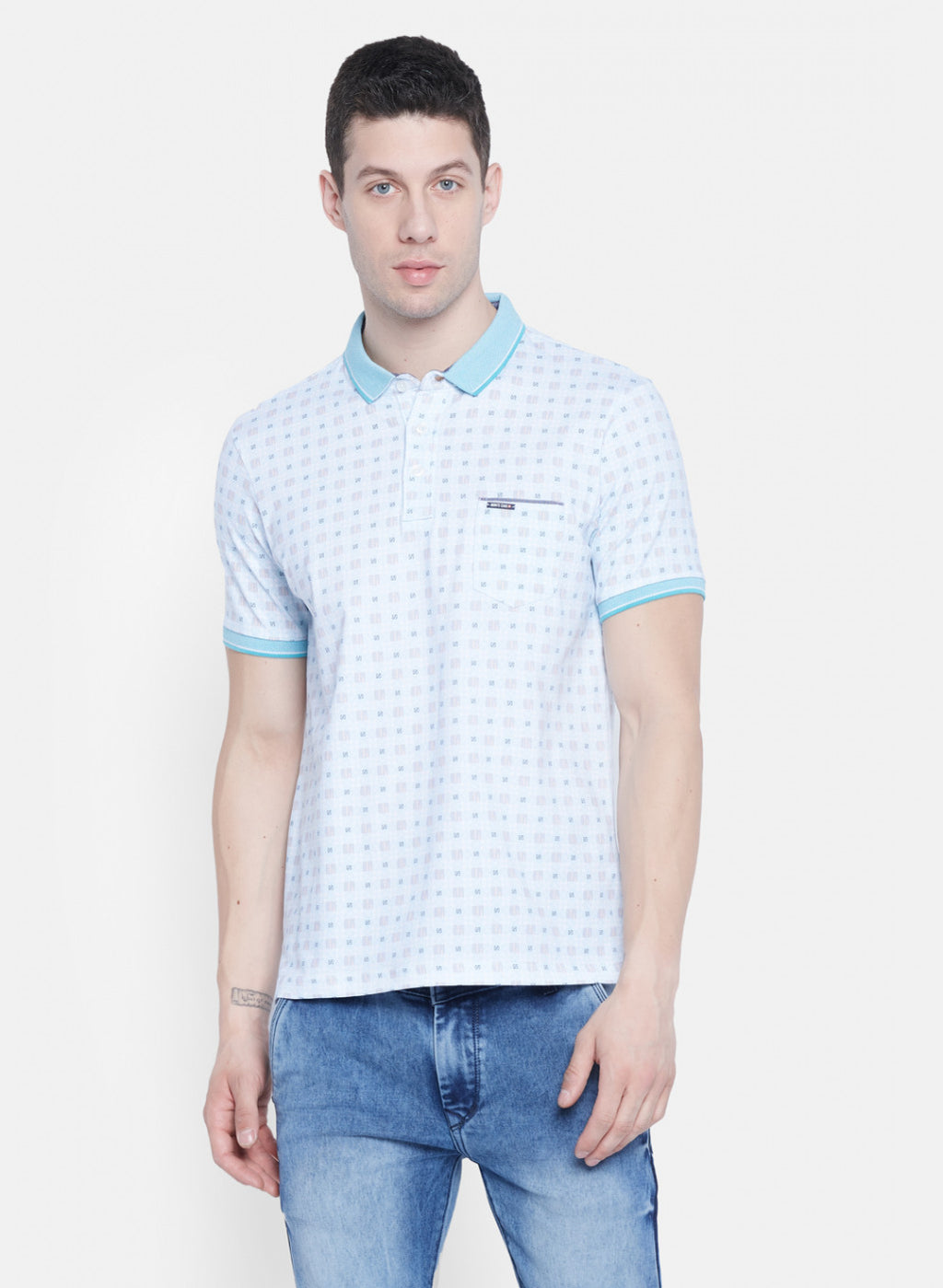Mens Blue Printed T-Shirt
