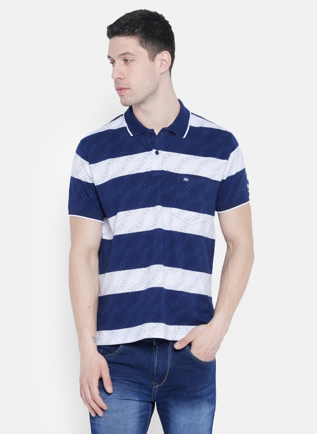 Mens NAvy Blue Stripe T-Shirt