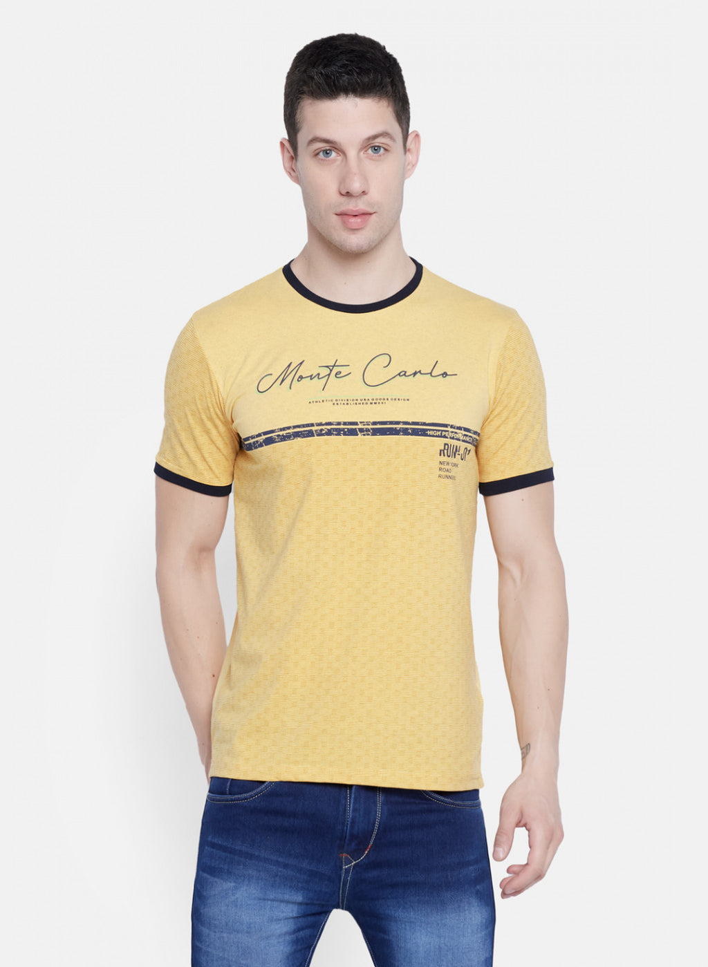 Mens Yellow Printed T-Shirt