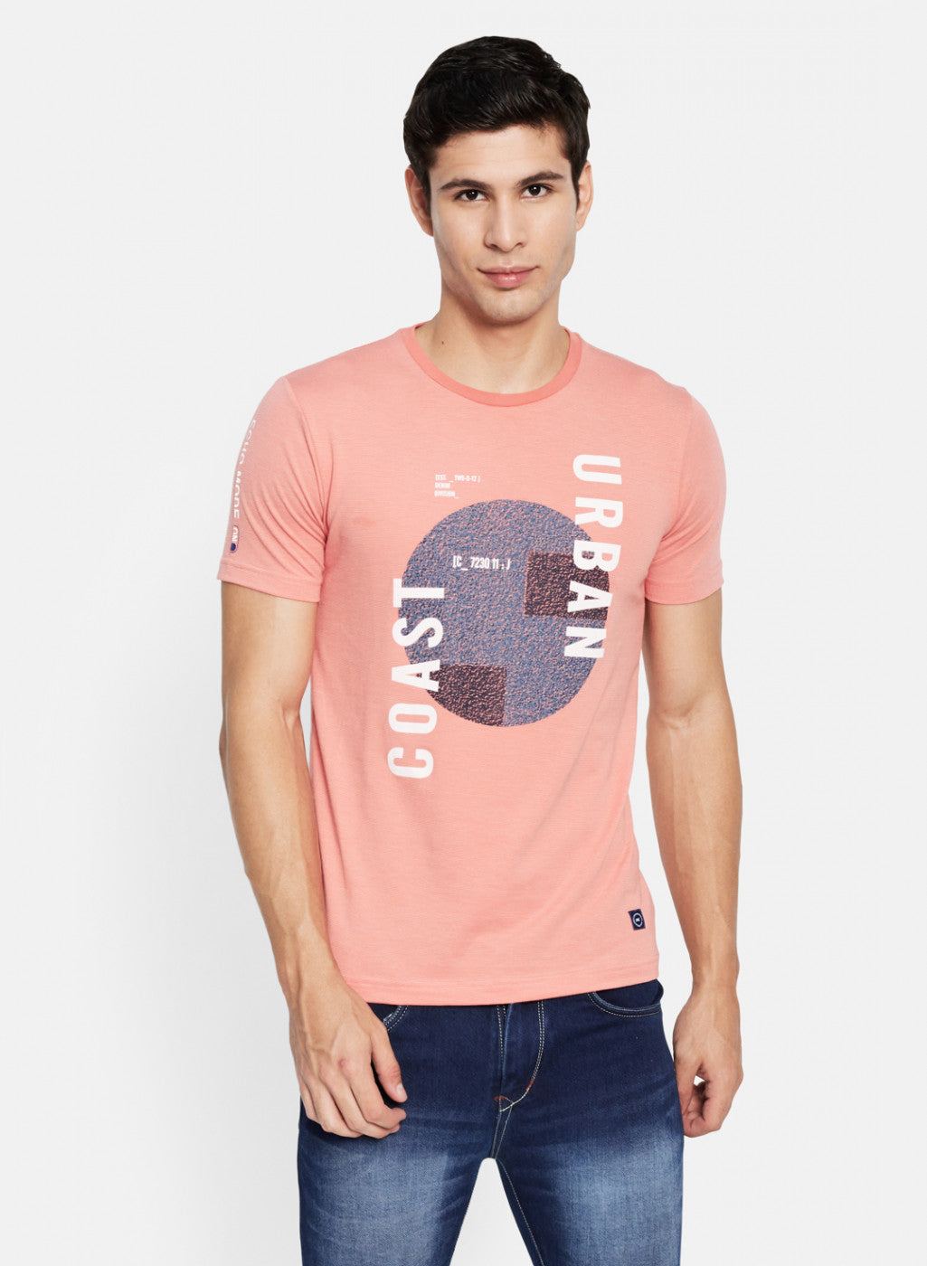 Men Peach Printed T-Shirt