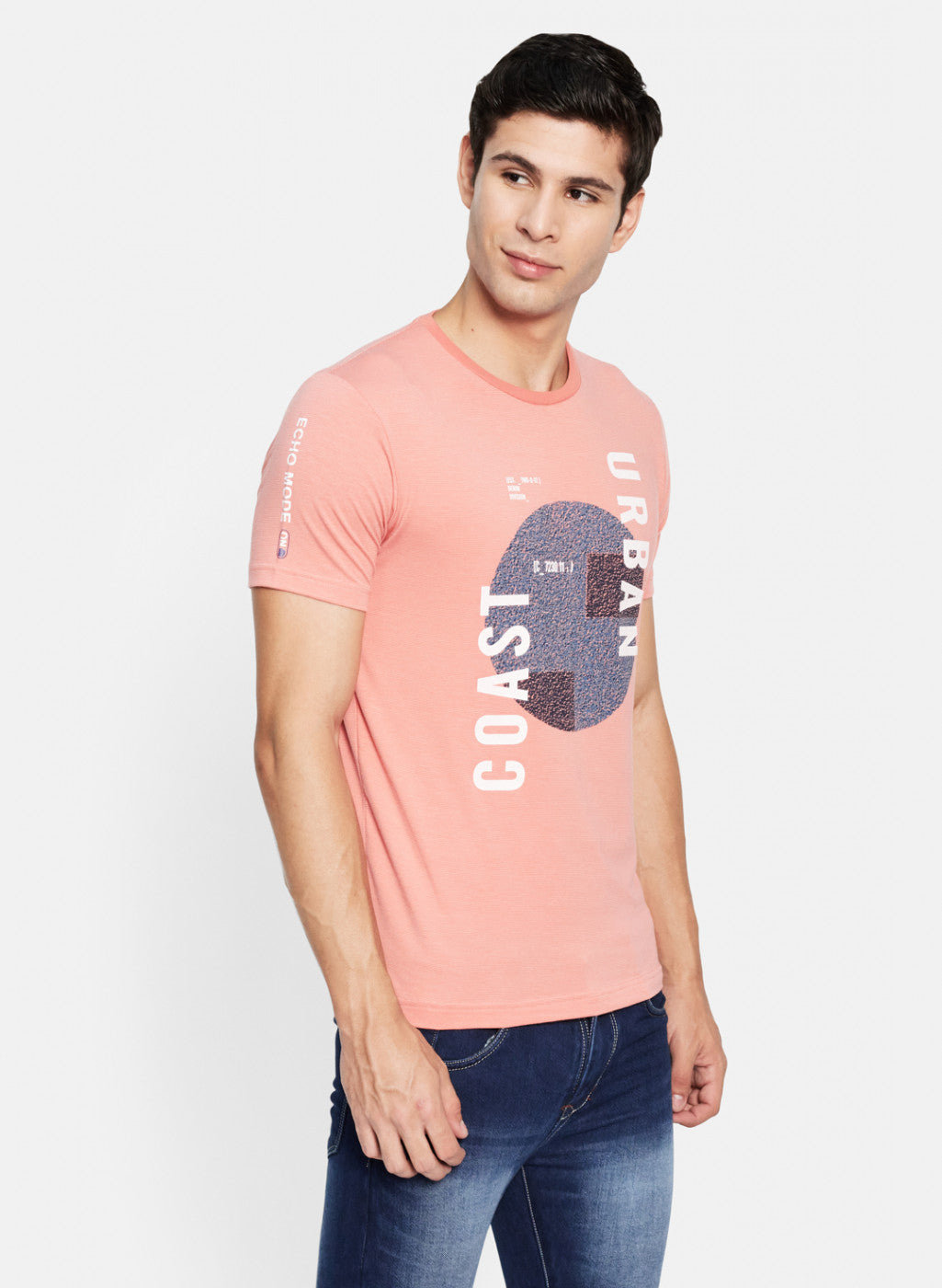 Men Peach Printed T-Shirt