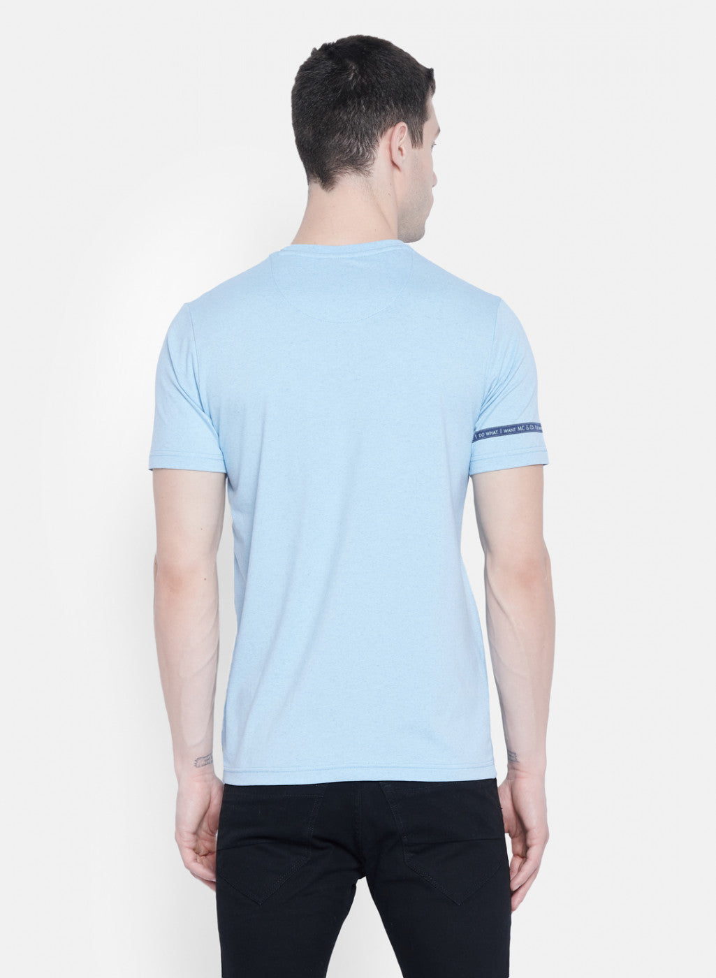 Mens Sky Blue Printed T-Shirt