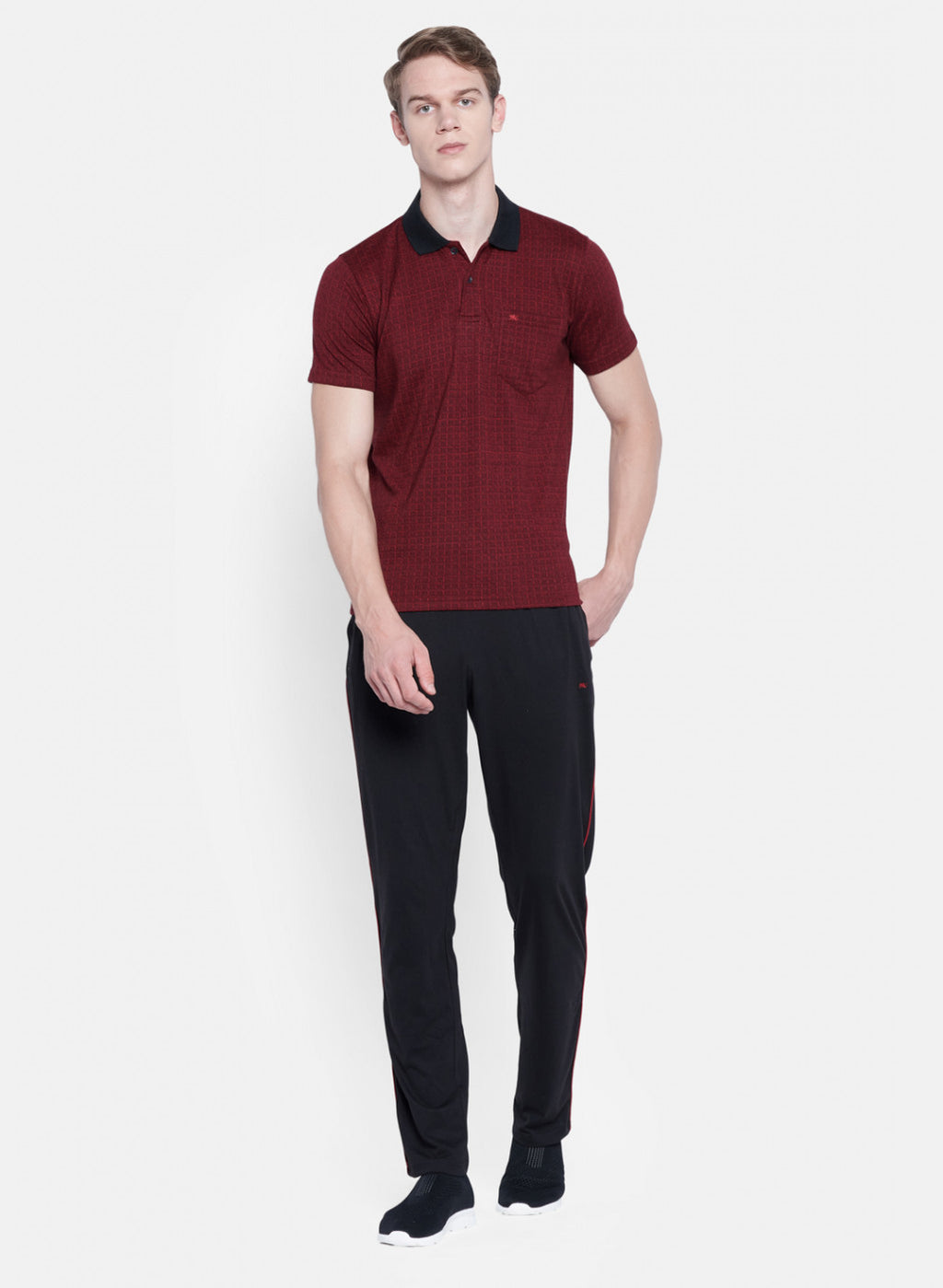Mens Maroon Stripe Lower Set