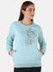 Women Blue Printed Sweatshirt