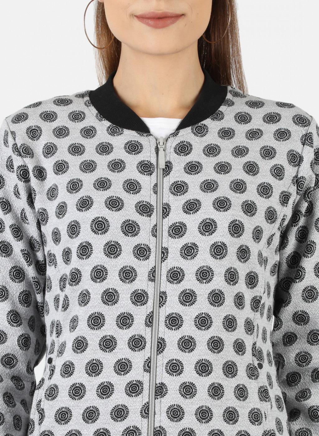 Women Grey Jaquard Sweatshirt