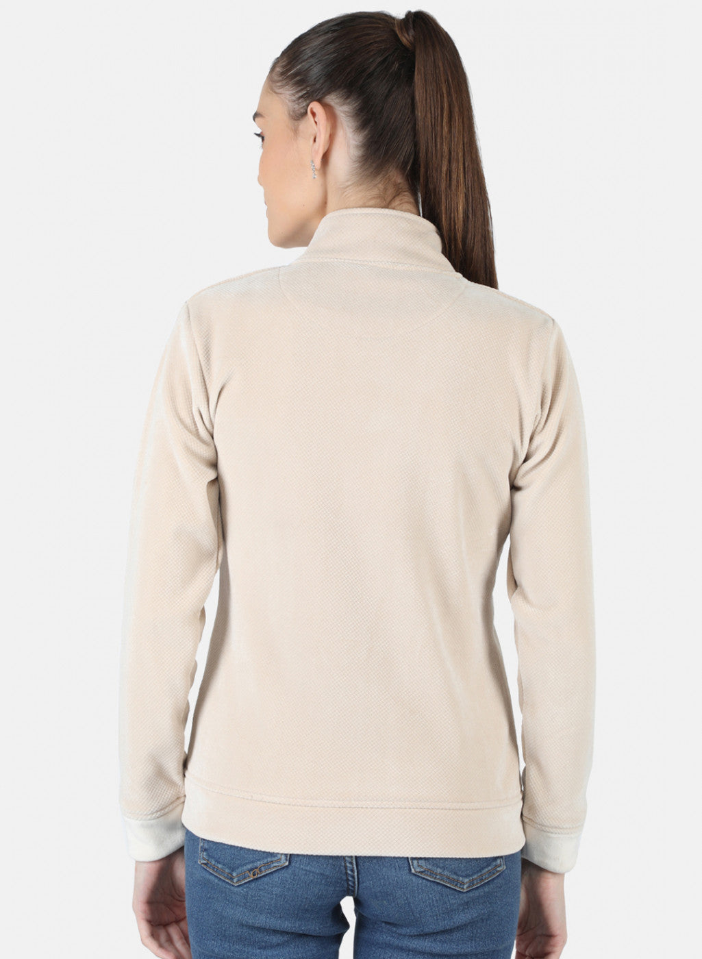Women Beige Check Sweatshirt