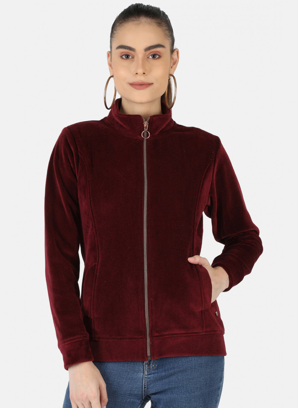 Women Purple Check Sweatshirt
