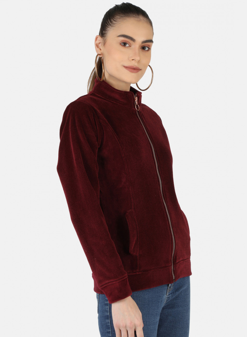 Women Purple Check Sweatshirt