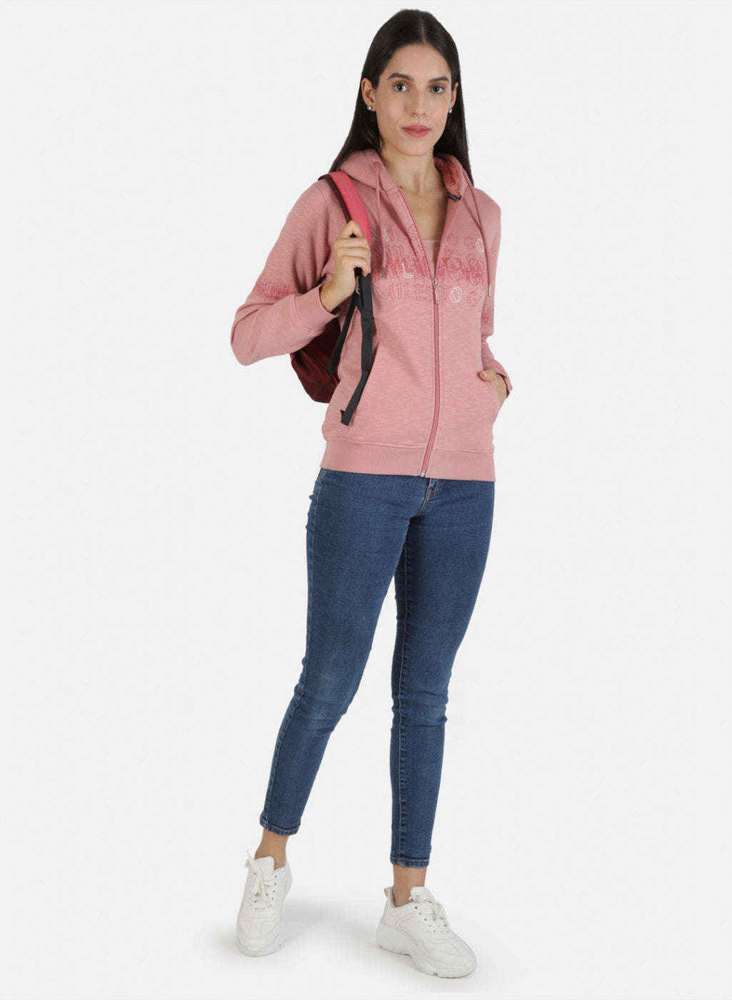 Women Pink Printed Sweatshirt