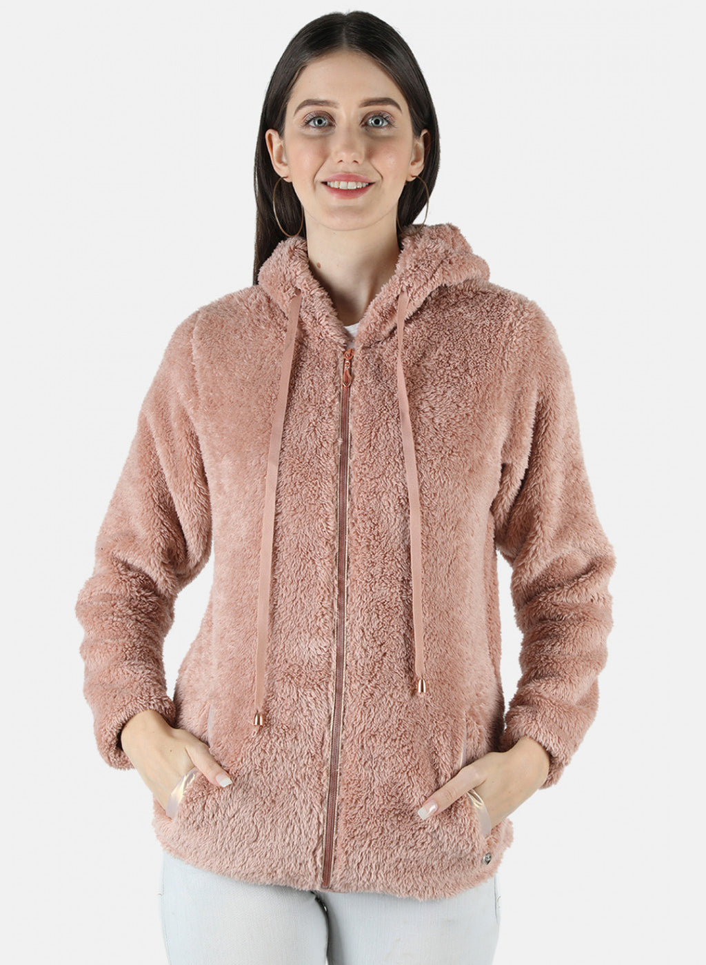 Women Peach Solid Sweatshirt