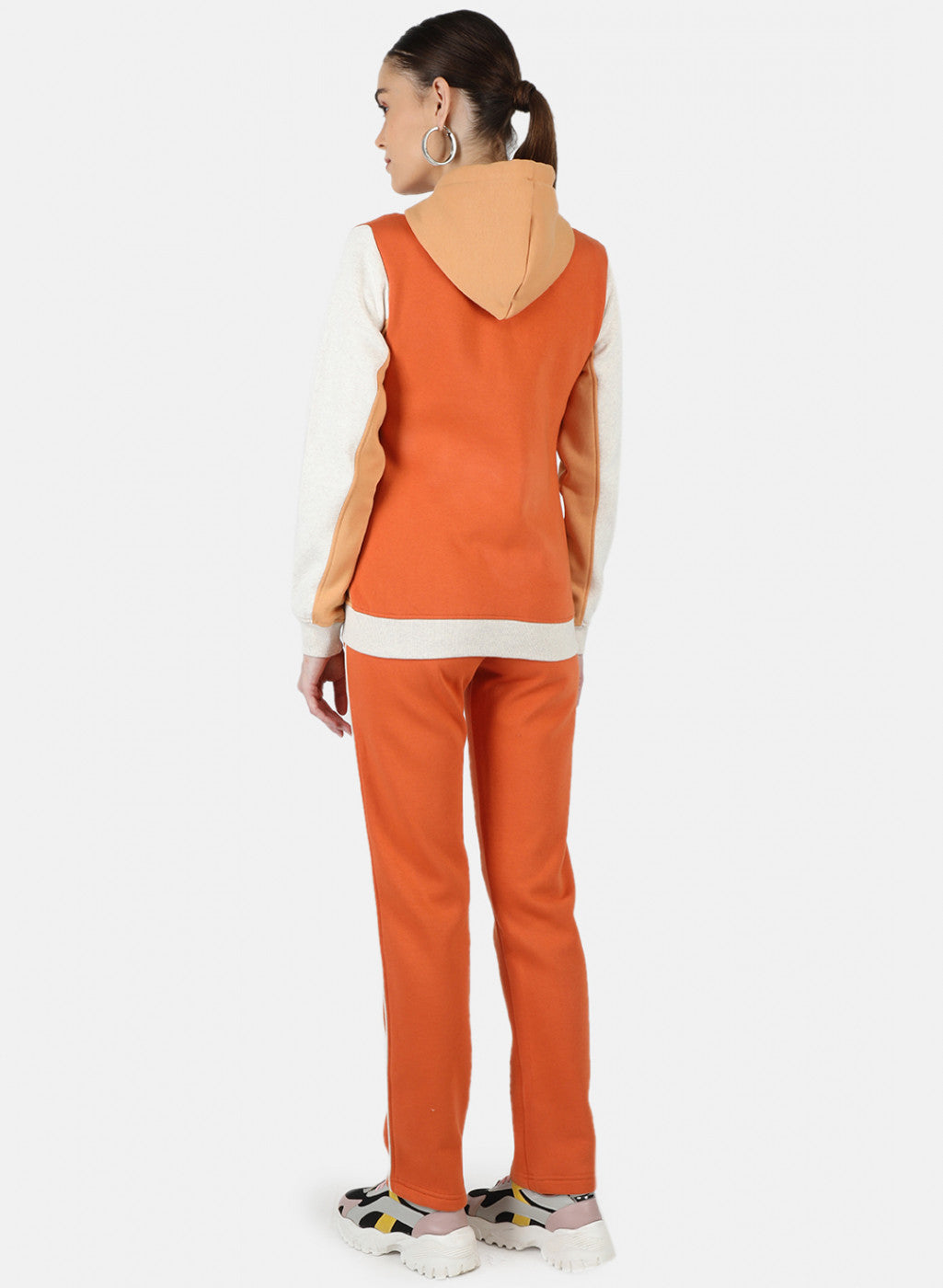 Women Orange Solid Tracksuit
