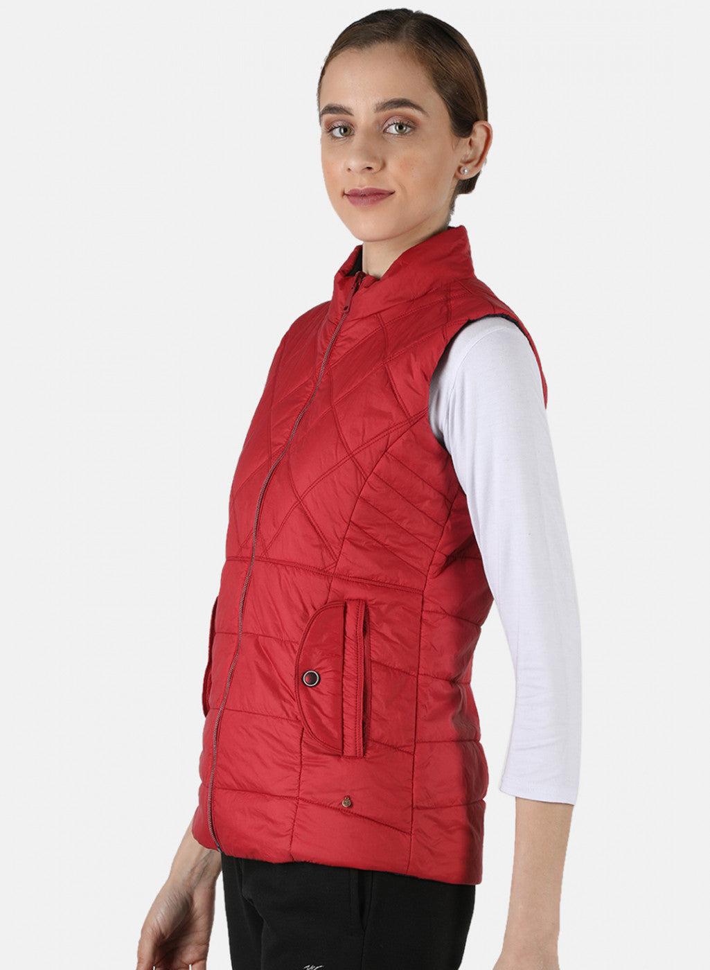 Women Red Reversible Solid Jacket